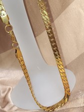 Gold Electroplate Herringbone Necklace   Men&Women Stainless Steel LobsterClasp 