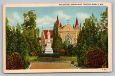 The Chapel Spring Hill College Mobile Alabama Linen Vintage Postcard