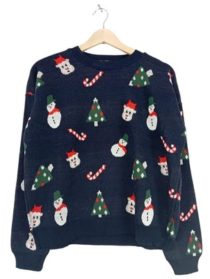 TRENDYOL Pull de Noël Dames Pull T EU 38 bleu foncé style décontracté - Photo 1/4