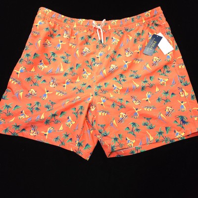 NWT- POLO RALPH LAUREN SWIM SHORTS TRUNKS -4XB BIG- PALM ISLAND SAIL BOAT -PONY