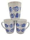 Vintage Blue Tea Pot Carafe Collection Cup White Coffee Mug Set Of 3 — photo 1