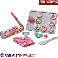 Wooden Holiday Cookie Play Set Sliceable Cookies Baking Tools Kids Ages 3-6 New