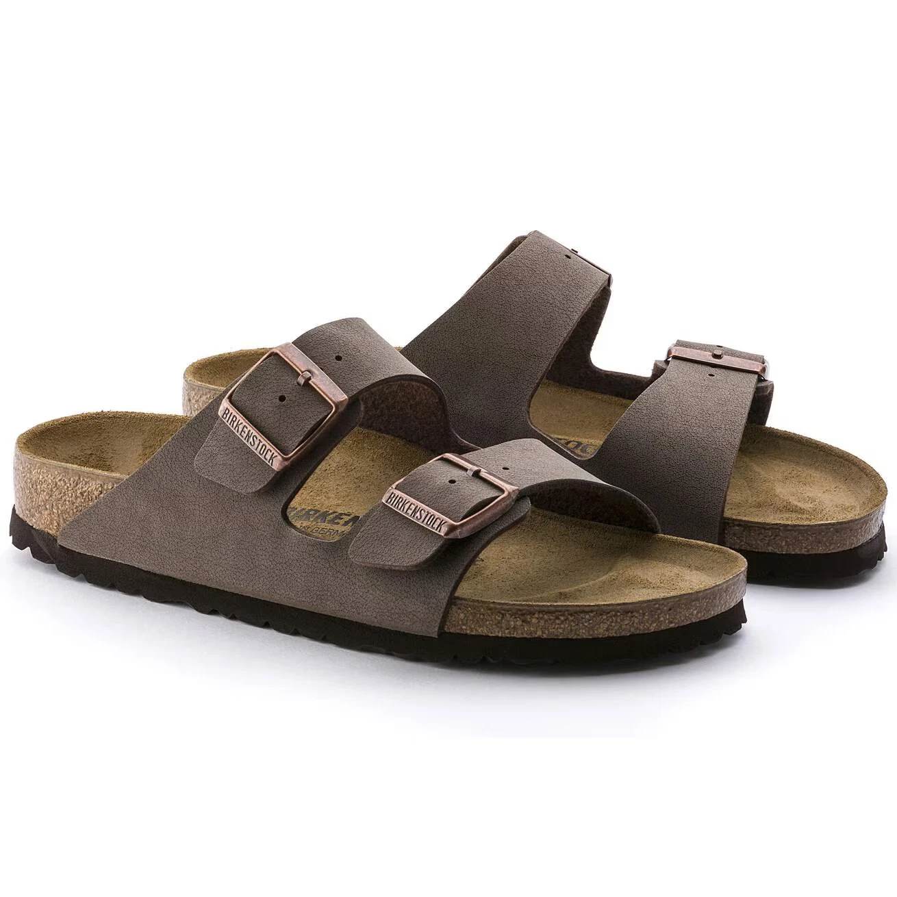 Birkenstock Arizona Birkibuc Leather Unisex Sandals Shoes Mocha/Stone All Sizes