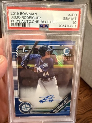 2019 Bowman Julio Rodriguez Chrome Auto 1st Blue Refractor /150 PSA 10