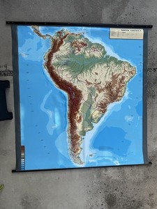 Large Vintage Raised Relief Rubber Vinyl South America 60" x 56" LOCAL PICKUP!