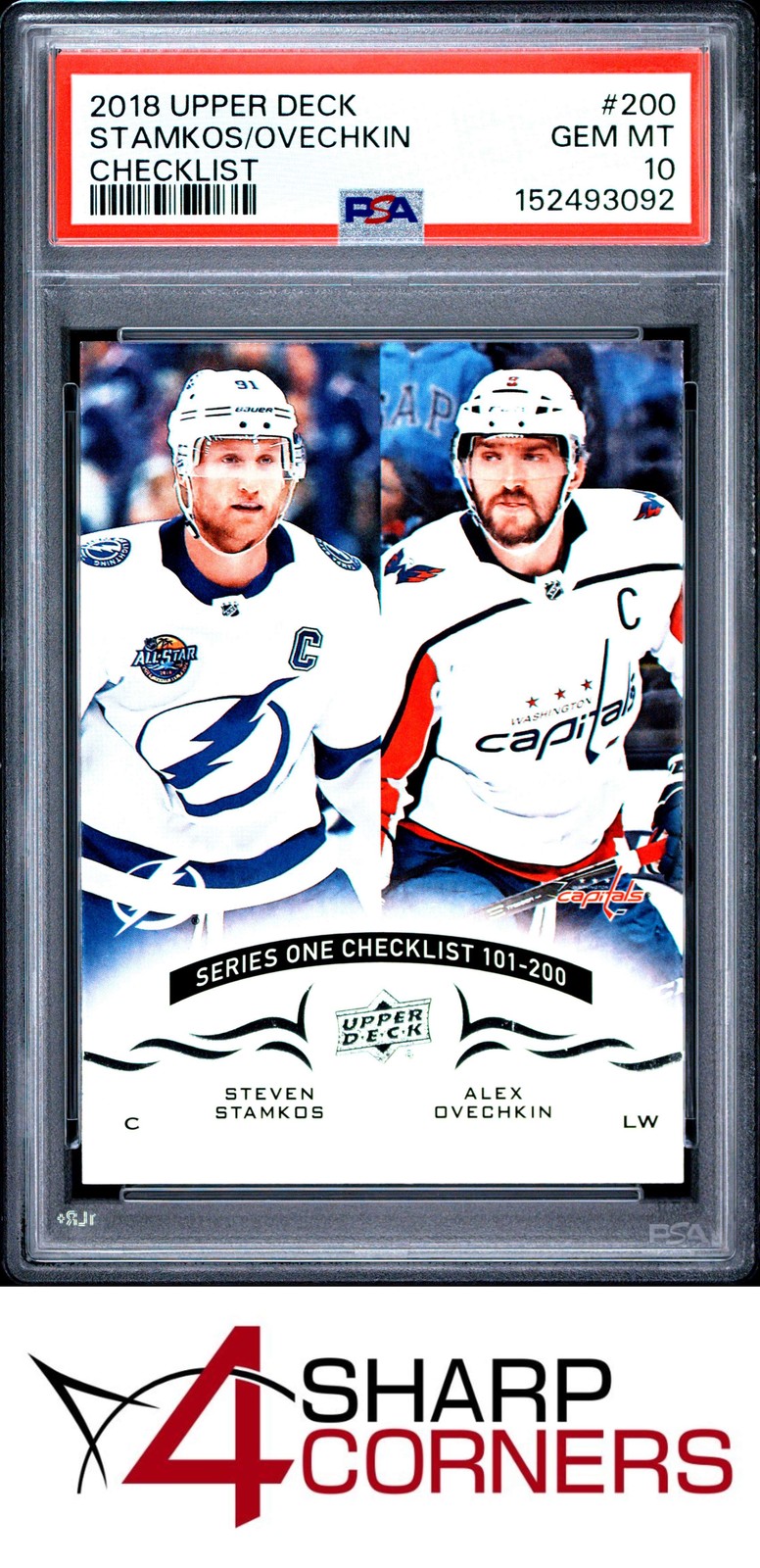 2018 UPPER DECK #200 STEVEN STAMKOS-ALEX OVECHKIN CHECKLIST PSA 10