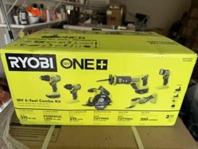 RYOBI ONE+ 18V Cordless 6-Tool Combo Kit with 1.5 Ah Battery, 4.0 Ah Battery,