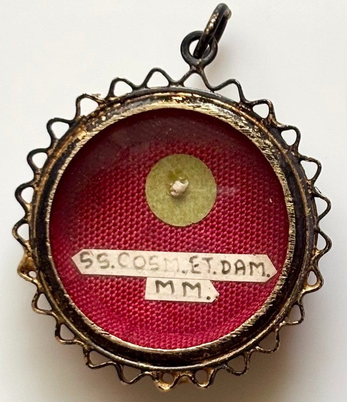Vintage Reliquary Relic - Saints/Martyrs Cosmas & Damian, Patron of Doctors