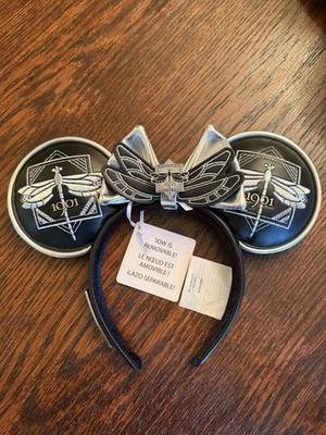 Disneyland Club 33 1901 Rare Firefly Ears Limited Edition W/ Detachable Bow