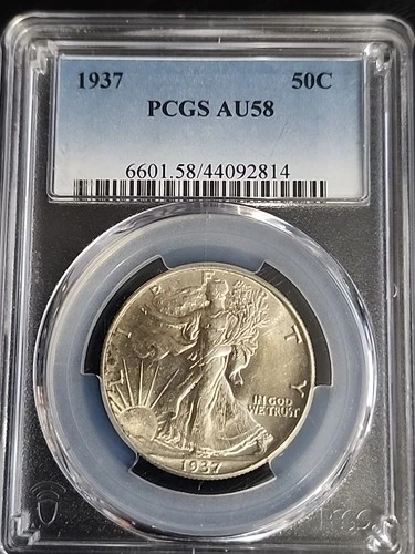 1937 Walking Liberty Half Dollar PCGS AU-58 Silver Free Shipping