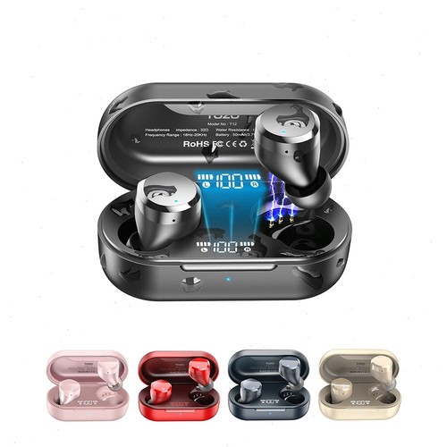TOZO T12 Wireless Earbuds Bluetooth with LED Display Charger Case Headset