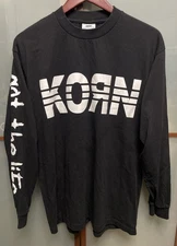 KORN Vintage Adidas Longsleeve Band T-Shirt Tee Size Large Striped Logo Bootleg