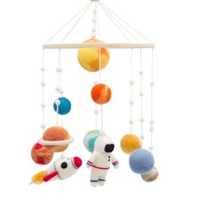 Glaciart One Space Nursery Felt Mobile - Colorful Decor for Crib, Baby Rooms ...