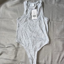 FABLETICS Ribbed Tank Bodysuit. Racerback. Heather Gray. Large. NWT