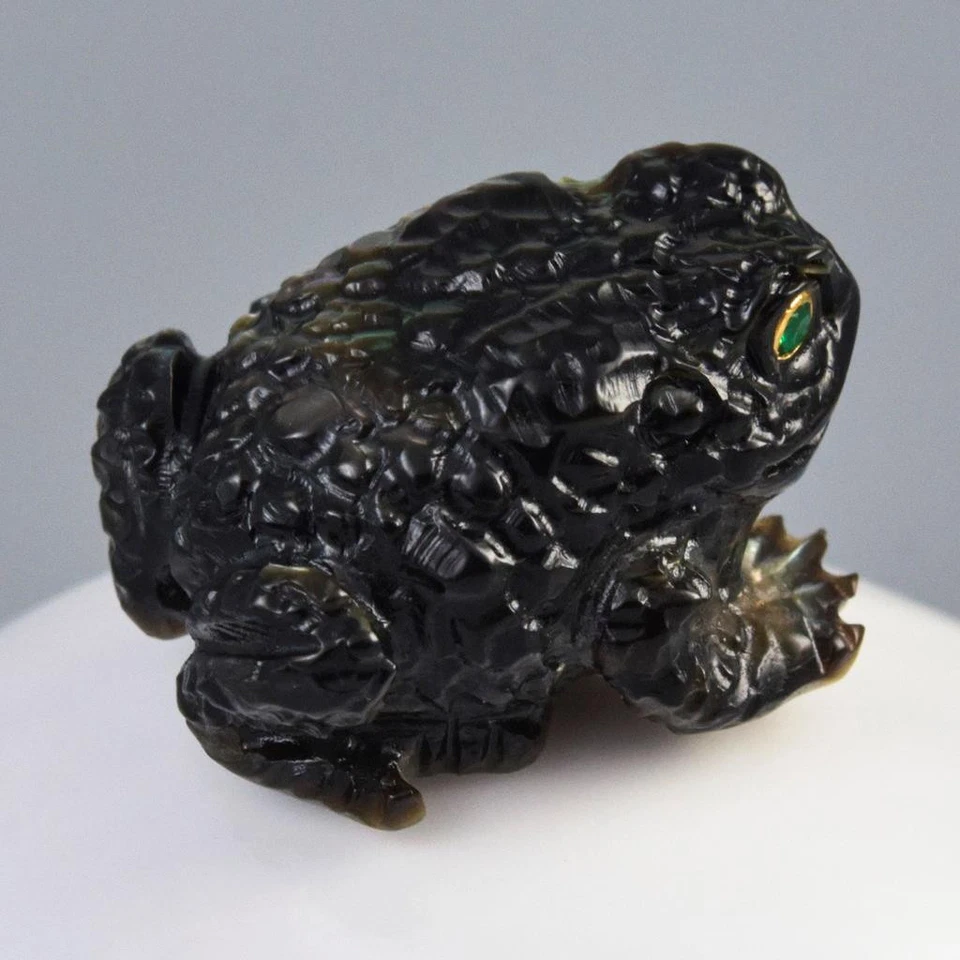 Coleção ou joias esculpidas em contas de sapo concha de madrepérola preta 5,75 g - Imagem 3 de 4