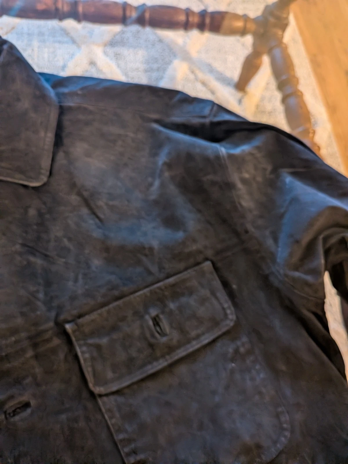 Vintage KS Leather Jacket Mens Large Cowboy Western Grunge Button Up Clean! - product detail image 8