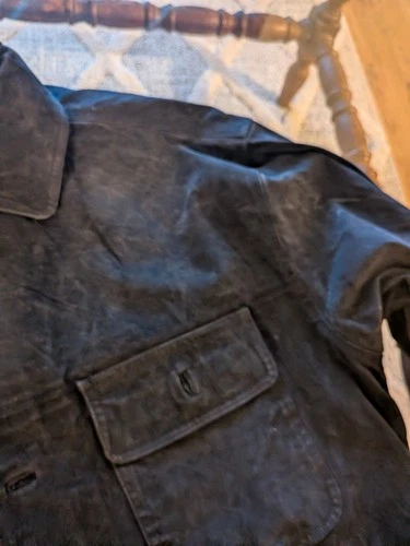 Vintage KS Leather Jacket Mens Large Cowboy Western Grunge Button Up Clean! image 8