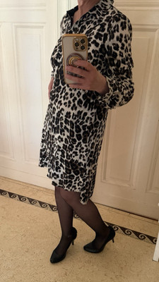Diane von Furstenberg Seiden Midi Kleid mit animal print, Gr. 12