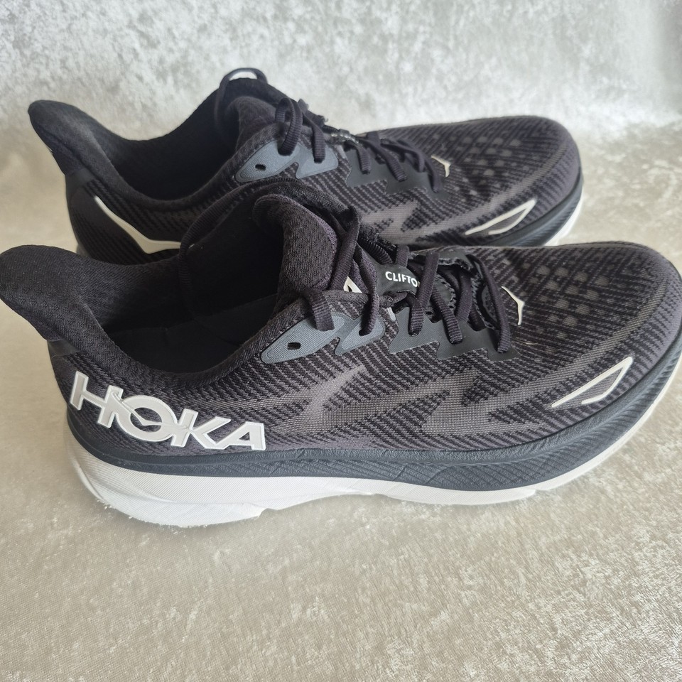 HOKA One One Clifton 9 Men’s Running Shoes Black White Mesh Lightweight ...