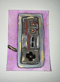 ACEO original painting watercolor - NES Controller