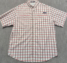 Columbia PFG men's Super Tamiami plaid short sleeve outdoor shirt LG button up