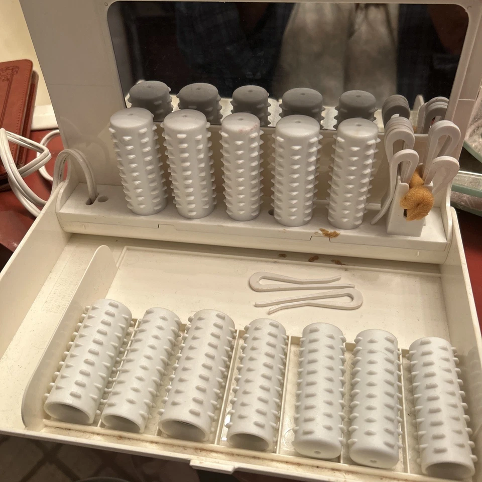 Setter de pelo de viaje vintage Sunbeam Travel N Hot Rollers rizadores espejo concurso Foto 2 de 4