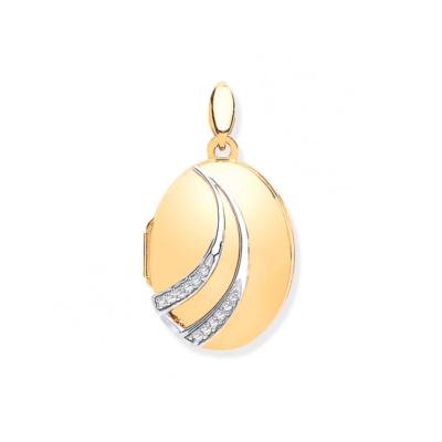 9ct Gold Fancy Diamond Set Oval Locket