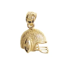 New 14k Yellow Gold Football Helmet Pendant