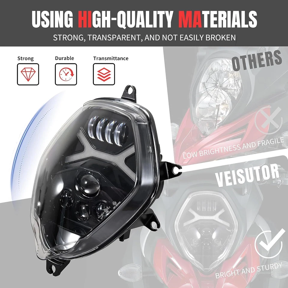 Farol de LED para Suzuki V-strom 650 1000 DL650 DL1000 2014-2021 com DRL - Imagem 4 de 4