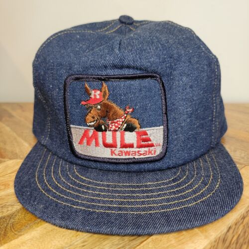 VINTAGE RARE Kawasaki MULE Denim Swingster SnapBack Hat ATV Deadstock