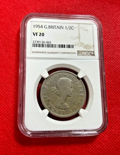 1954 GREAT BRITAIN 1/2 CROWN NGC VF 20