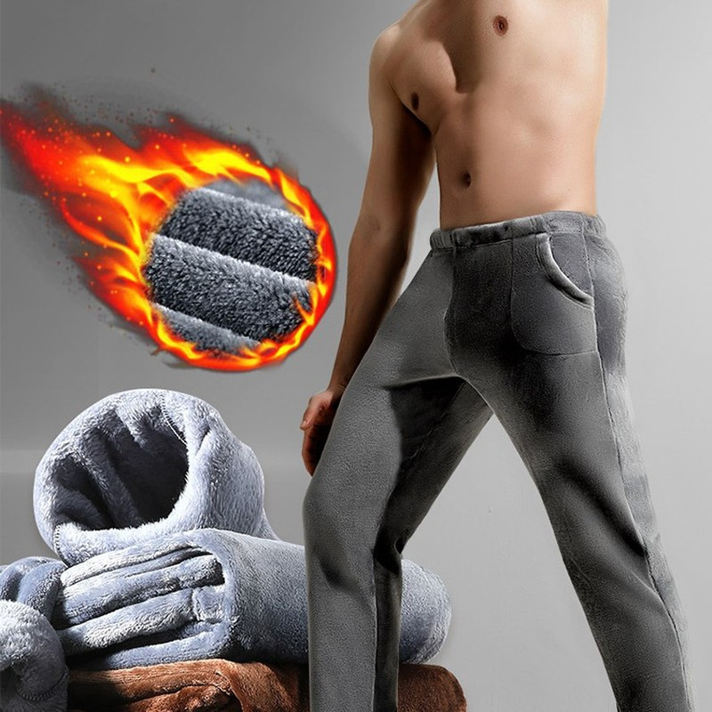 Pantalones térmicos para hombre forrados de lana largos Johns invierno ropa interior larga térmica