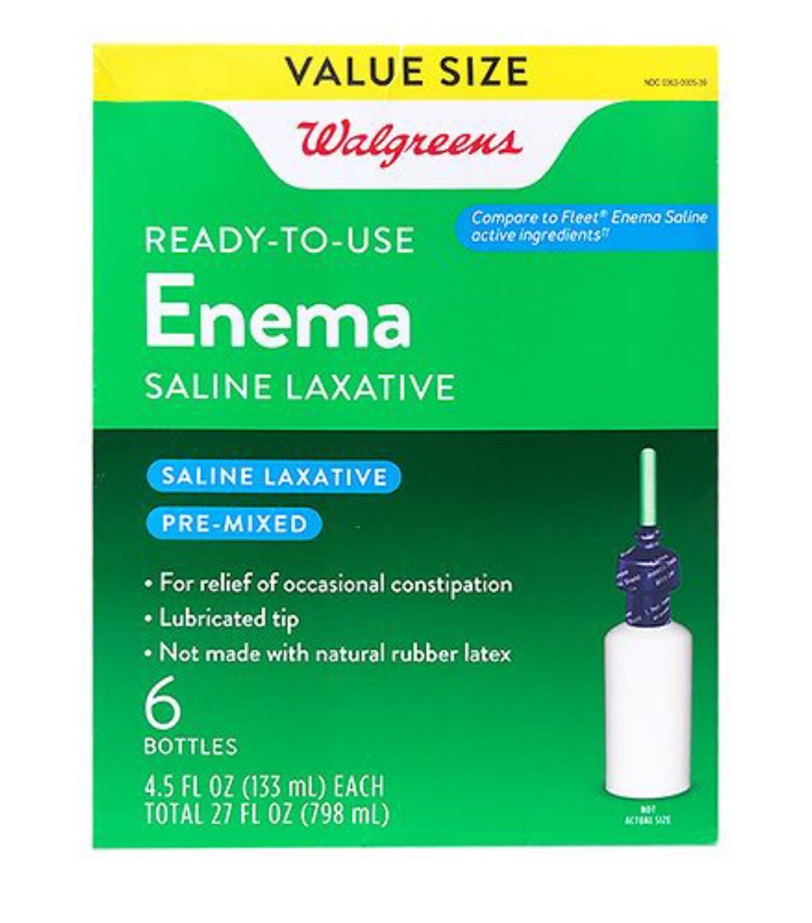WALGREENS ENEMA 6 PACK Saline Laxative FAST SHIP! EXP 10/2026 Compare