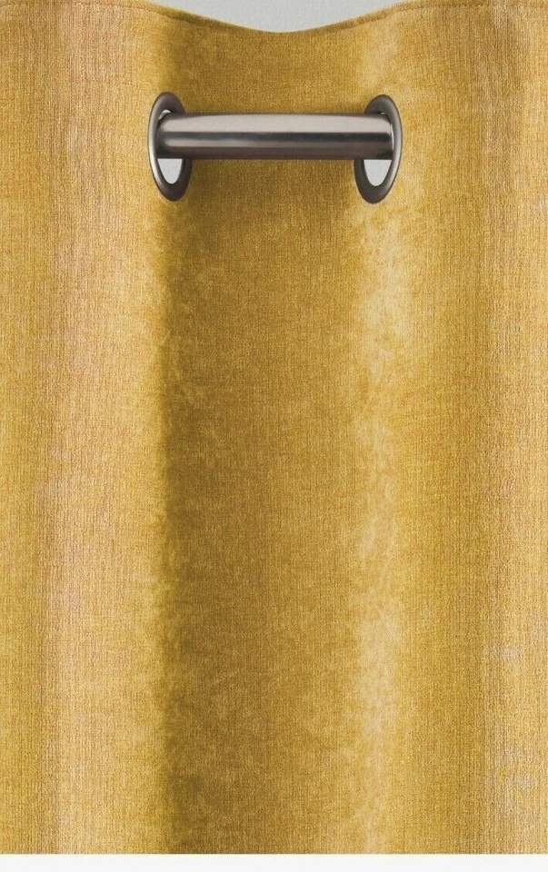 Next Yellow Ochre Honey Soft Velour Eyelet Lined Curtains 117x137 CM (46"x54") - Image 3 of 4