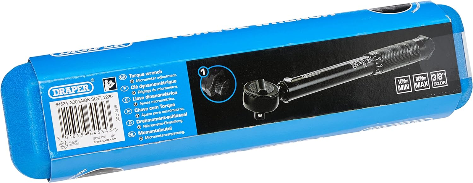 Draper 64534 Square Drive Ratchet Torque Wrench 3/8 Inch Blue for sale