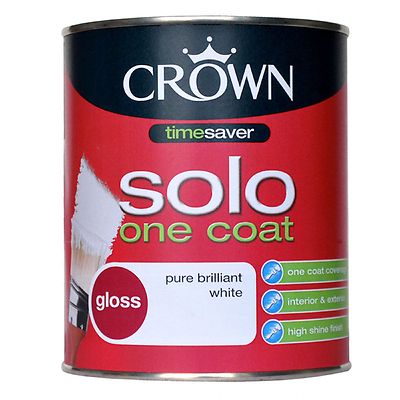 Crown Solo One Coat Gloss Pure Brilliant White One Coat Coverage 750ml