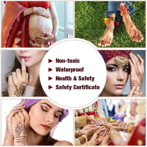 Lictin Temporäre Tattoo Henna Tattoo Set 12 x rich color braun und Schablonen - Bild 3 von 6