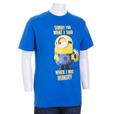 Despicable Me Minion Sorry Boys Funny Comic Blue Short Sleeve T-Shirt Top S 8-10