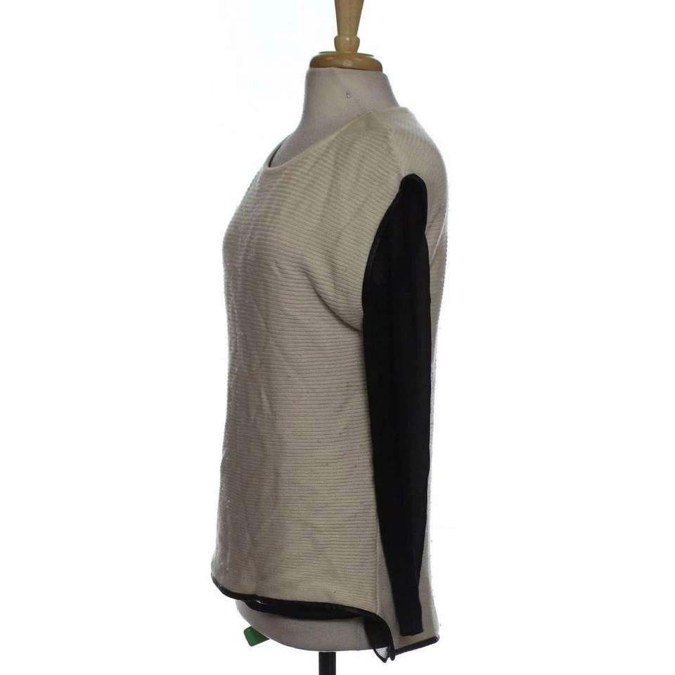 Camisa Top Grace Elements Mujer M Imitación Cuero Pull Over Elegante Marfil Manga Larga Foto 2 de 3