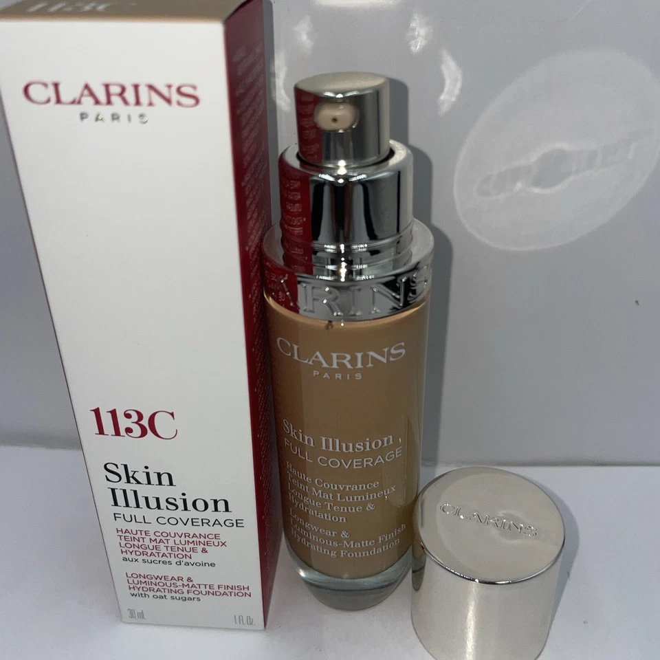 Clarins Skin Illusion Full Coverage Matte Finish Hydrating Foundation 113C NEW - Image 2 of 4