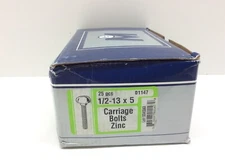 Midwest Fastener 01147 Carriage Bolts 1/2"-13tpi x 5" Zinc Plated Steel 25 Pack