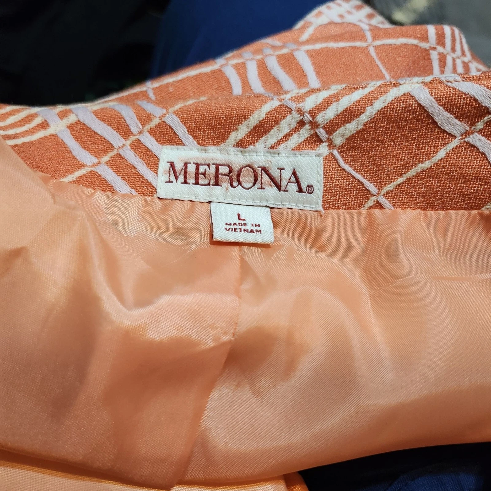 Giacca donna vintage Merona Oldey Money stilel Chanel Gran C Lrancione bianco