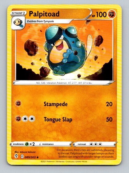 2021 Pokemon Card Evolving Skies Palpitoad 89/203