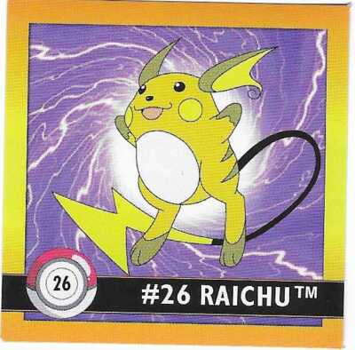 POKEMON Stickers 1999 Series 1 Raichu #26 Pack fresh