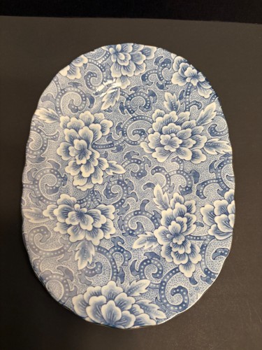 💐SALE Japanese Porcelain Plate Dish Vintage Blue Flower Design Oval 8” x 5 1/2” - 第 9/9 張圖片