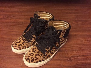 leopard pony hair sneakers