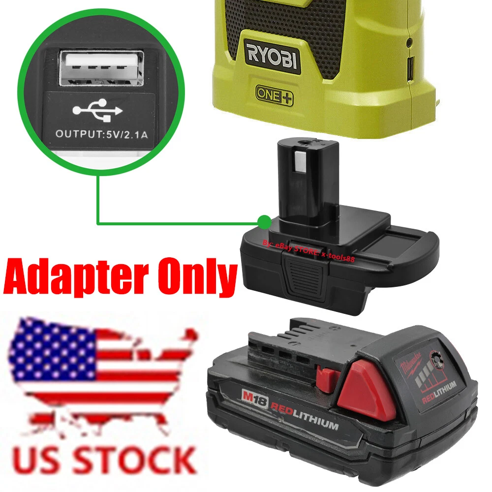 1x Adaptor Milwaukee M18 Battery Adapter to Ryobi 18v One Tool