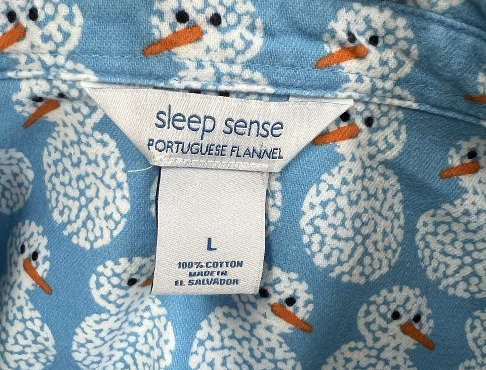 Sleep Sense Sz Large Snowmen Pajama Set Cotton 2pc PJ Portuguese