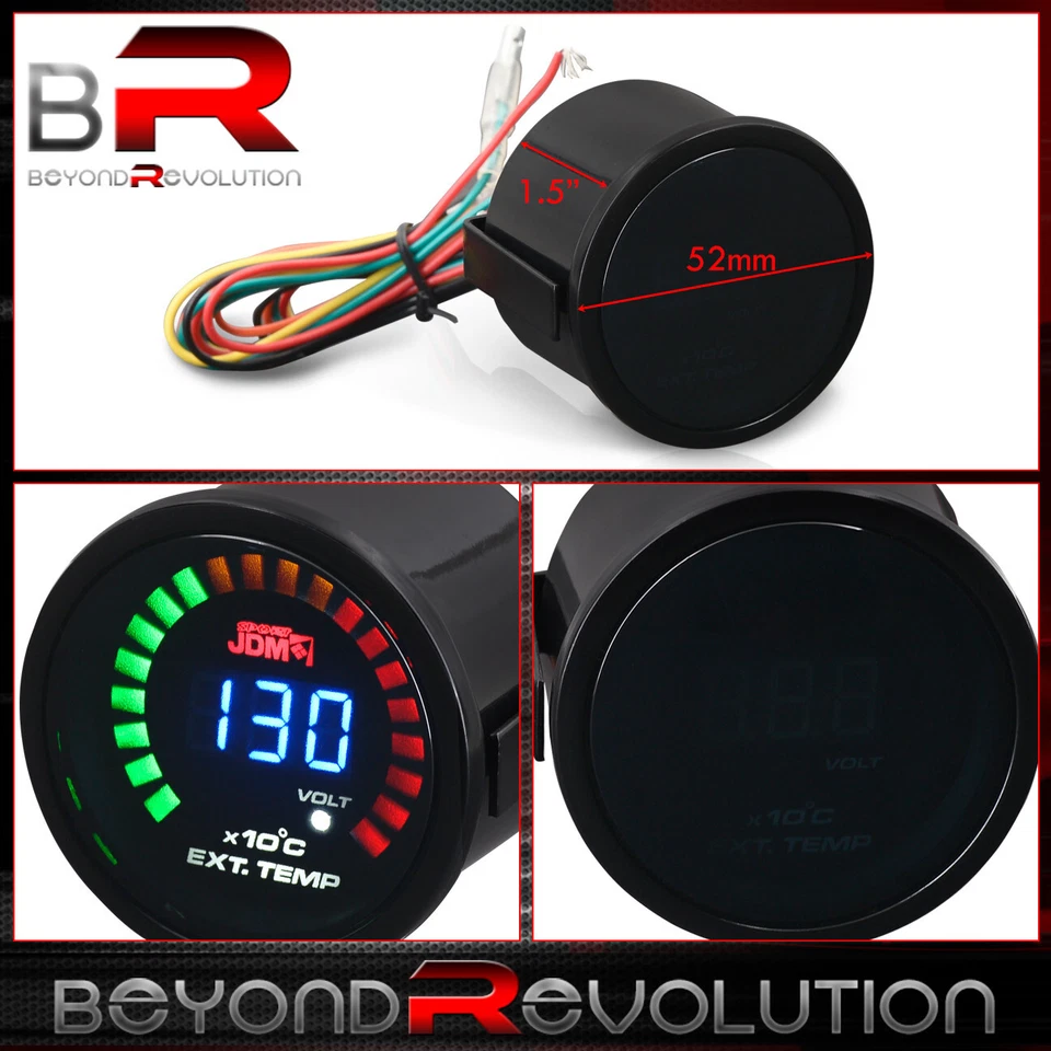 Monitor de temperatura LED azul digital universal EGT 2" 52MM Foto 2 de 4