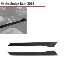 REAL CARBON FIBER Central Armrest Box Side Panel Strips COVER For Dodge RAM 18+ 